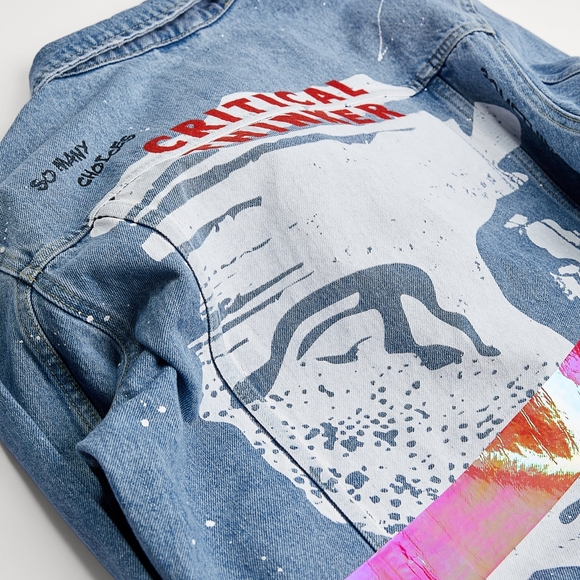 Zara Printed Critical Thinker Denim Jacket, Size S - Picture 6 of 16